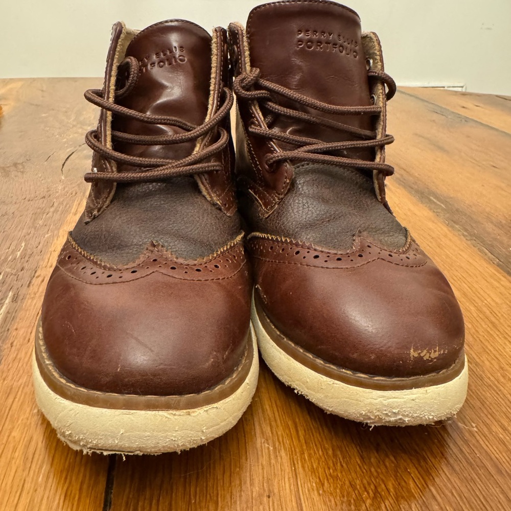 Perry Ellis Dark Brown Leather Boots
